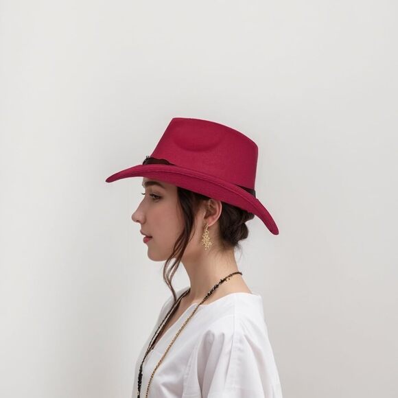 7816 Classic Western Cowboy Cap For Men Womens Wide Brim Fedora Cowgirl Hat main image 6